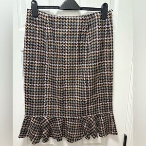 Vintage Ronit Zilkha Elegant Houndstooth Ruffle Hem Skirt US10